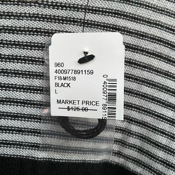 Saks Fifth Avenue Sweater Extra Fine Merino Wool Italy Striped Large NWT Preppy - Picture 7 of 11